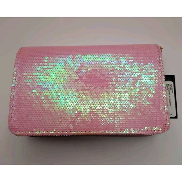 Bebe Milly Sequins Flap‎ Crossbody Blush - Picture 3 of 9